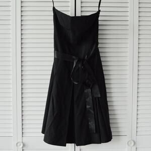 Theory Size 8 Strapless Wool Dress with Silk Tie | Size 8